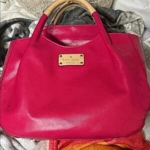Kate Spade Fuchsia Tote with Bamboo Handles